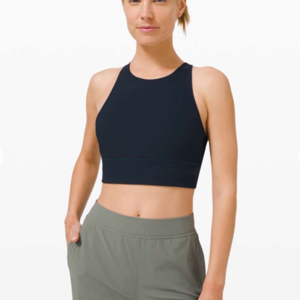 Lululemon Energy High-Neck Longline Blue Sports Bra Size 4/XXS